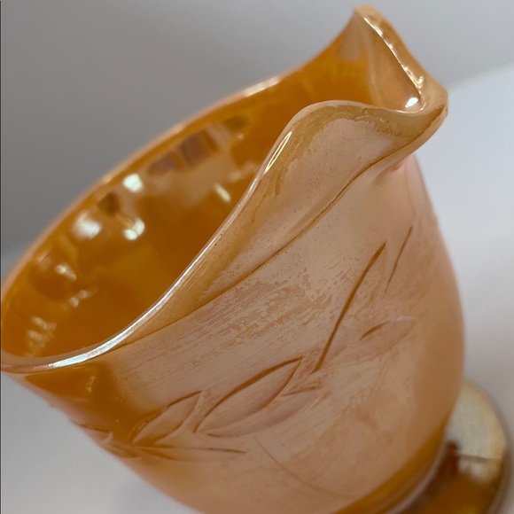 Vintage Fire King Iridescent Amber Creamer & Saucer Set - Picture 5 of 7